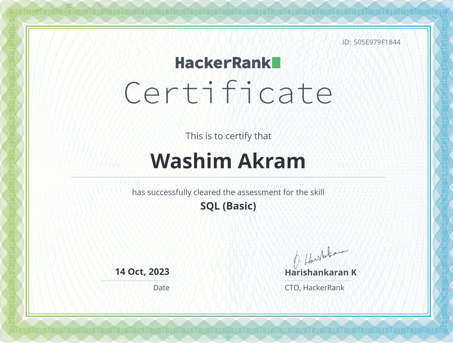SQL (Basic) Certificate